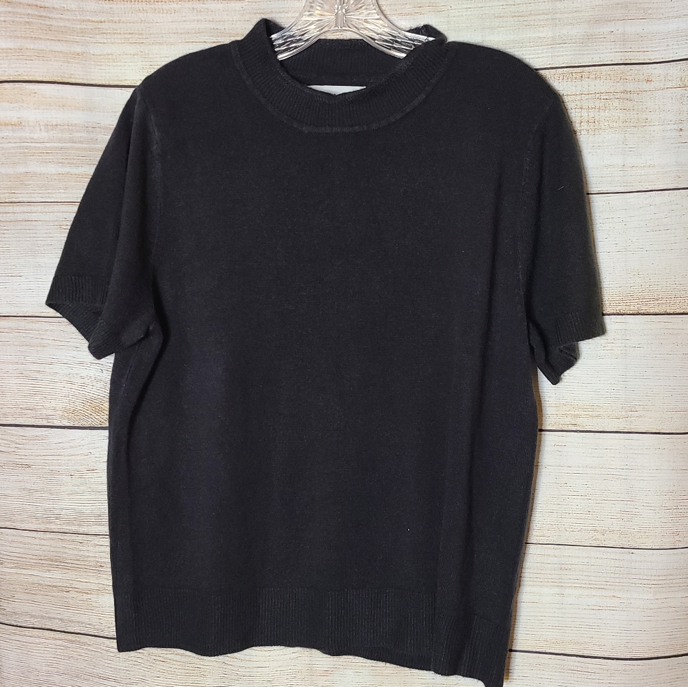 Sag Harbor Classic Black Lightweight Short Sleeve Sweater, NWT, Size XL